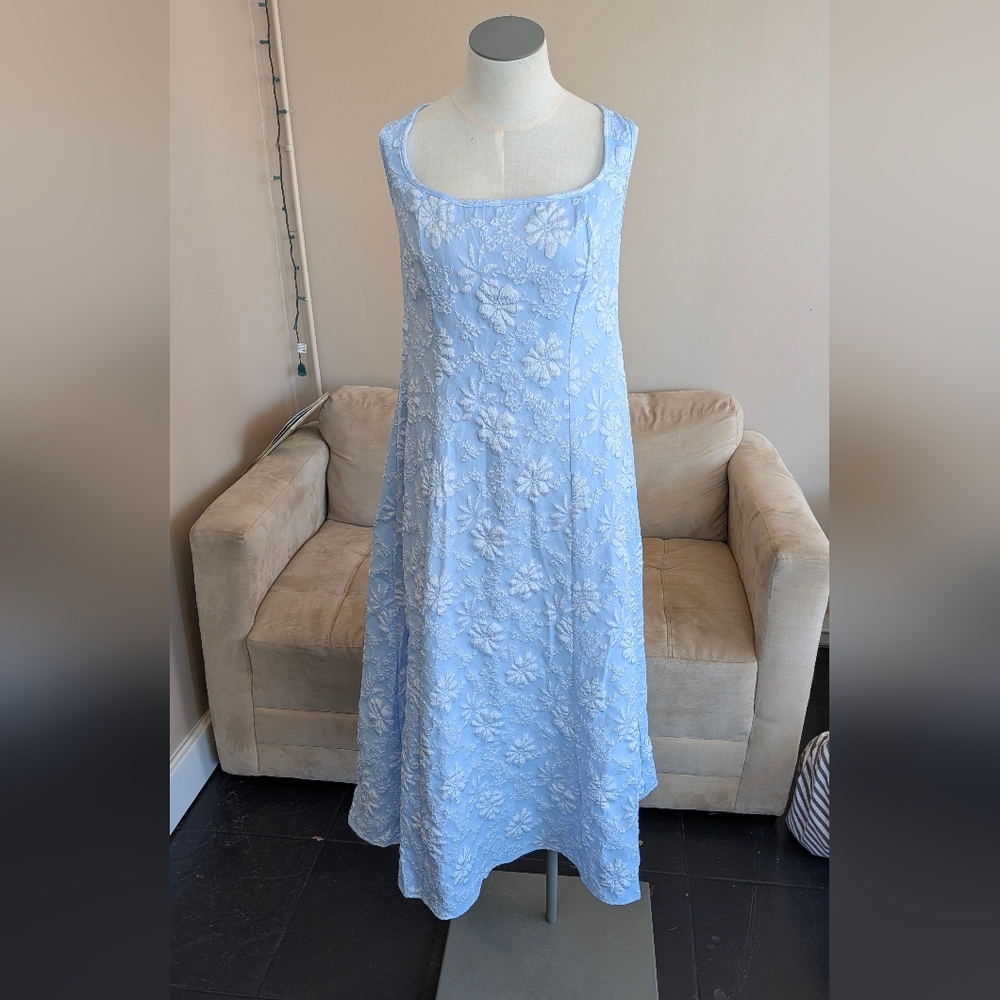 Light Blue Floral Embroidered Dress